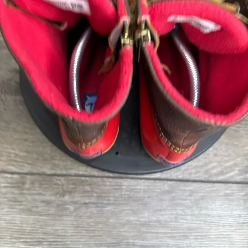 Sperry Top-Sider Saltwater Rain Boots Leather Rubber Women's Size 7.5 Red Brown - Picture 7 of 10